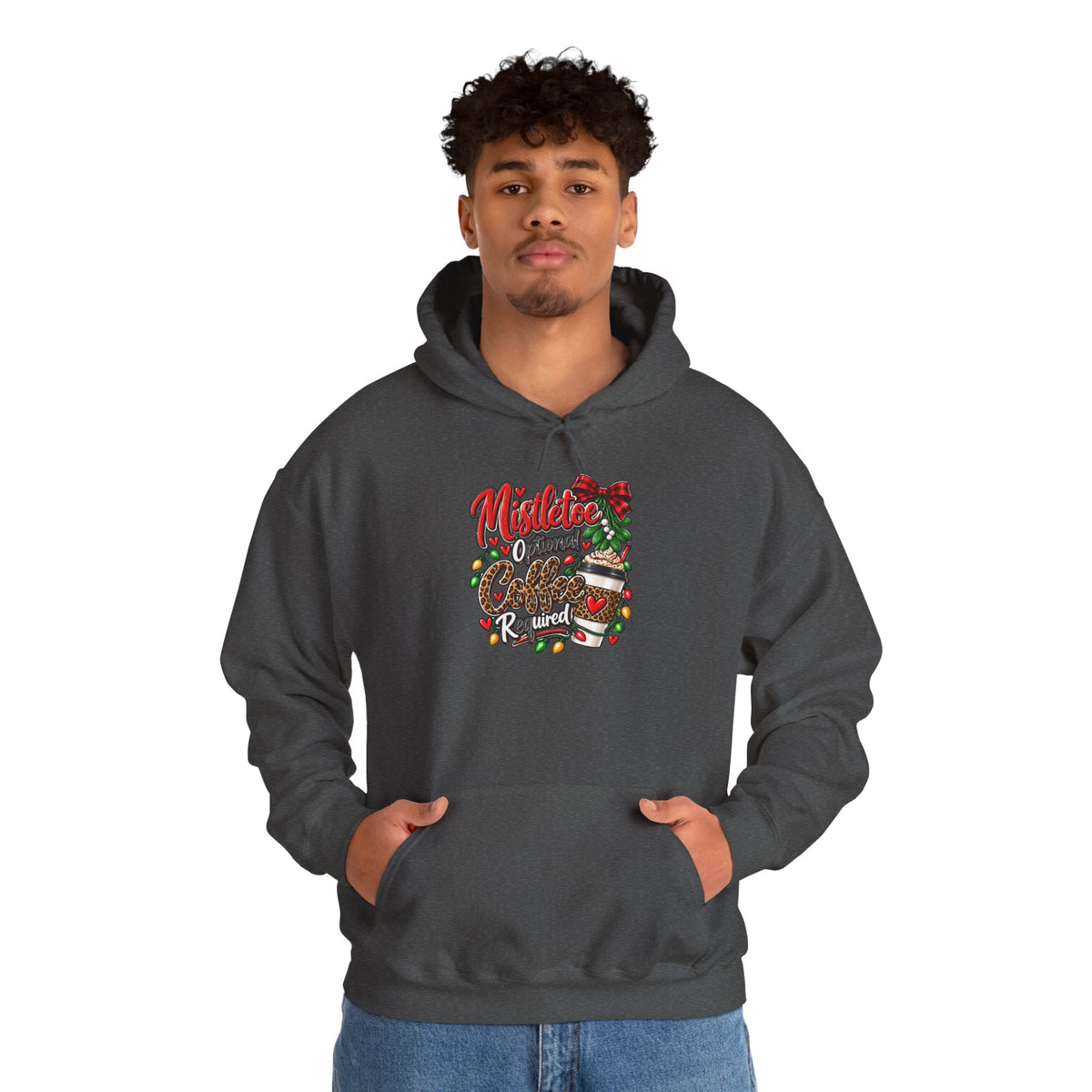 Mistletoe Optional, Coffee Required Christmas Hoodie