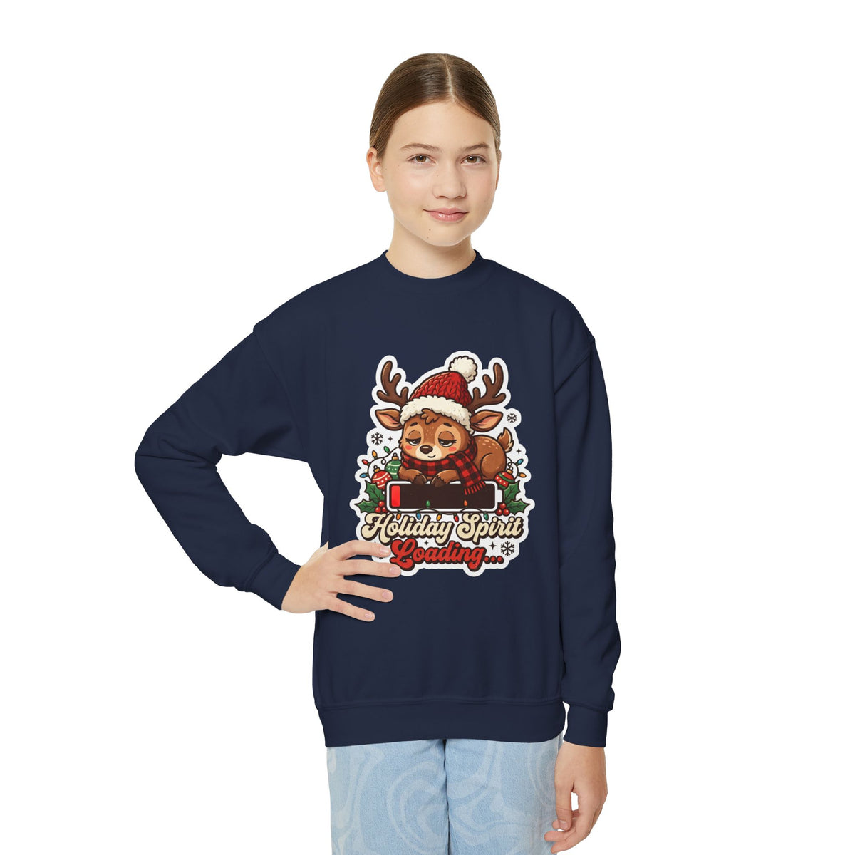 Holiday Spirit Loading Kids Christmas Sweatshirt