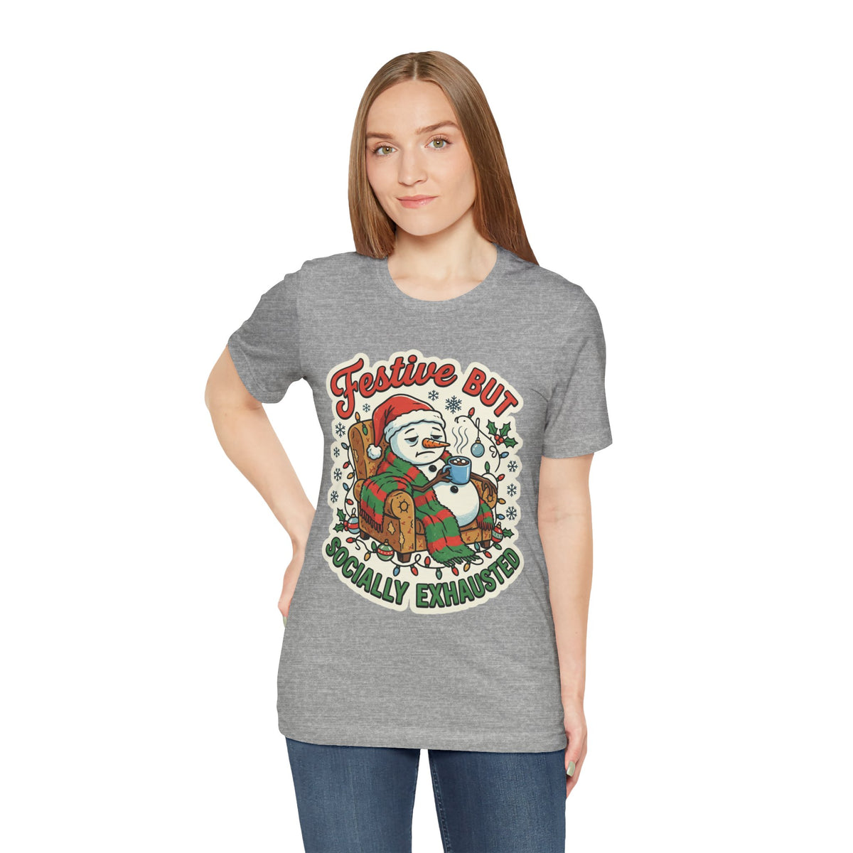 Festive but Socially Exhausted Christmas T-Shirt