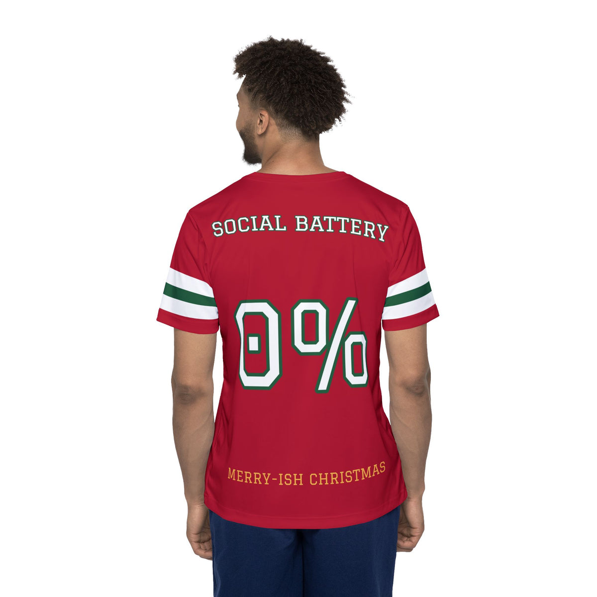Social Battery 0% Christmas Football Jersey