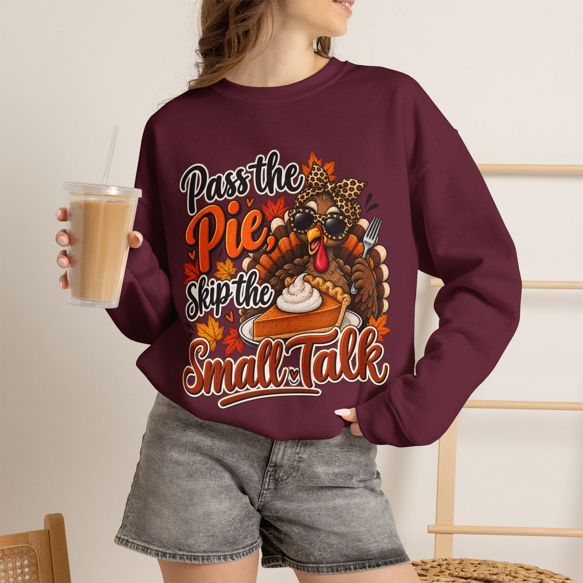 Pass the Pie, Skip the Small Talk Thanksgiving Crewneck Sweatshirt