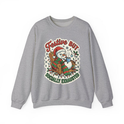 Festive but Socially Exhausted Christmas Crewneck Sweatshirt