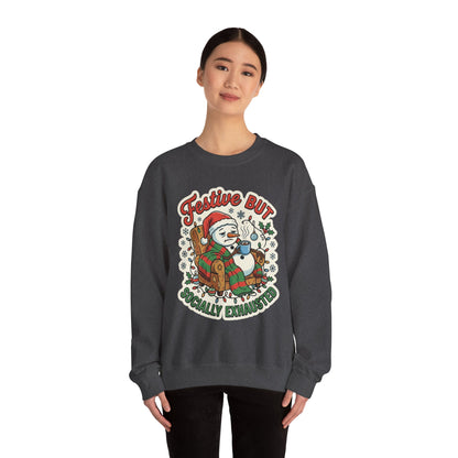 Festive but Socially Exhausted Christmas Crewneck Sweatshirt