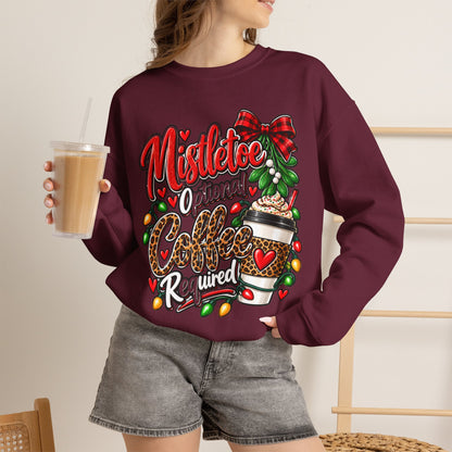 Mistletoe Optional, Coffee Required Christmas Crewneck Sweatshirt
