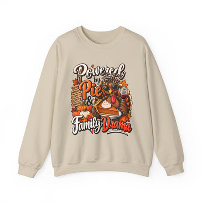 Powered by Pie & Family Drama Thanksgiving Crewneck Sweatshirt