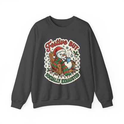Festive but Socially Exhausted Christmas Crewneck Sweatshirt