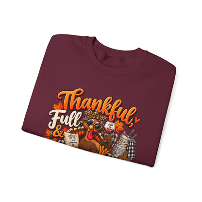 Thankful, Full & Avoiding Dishes Thanksgiving Crewneck Sweatshirt