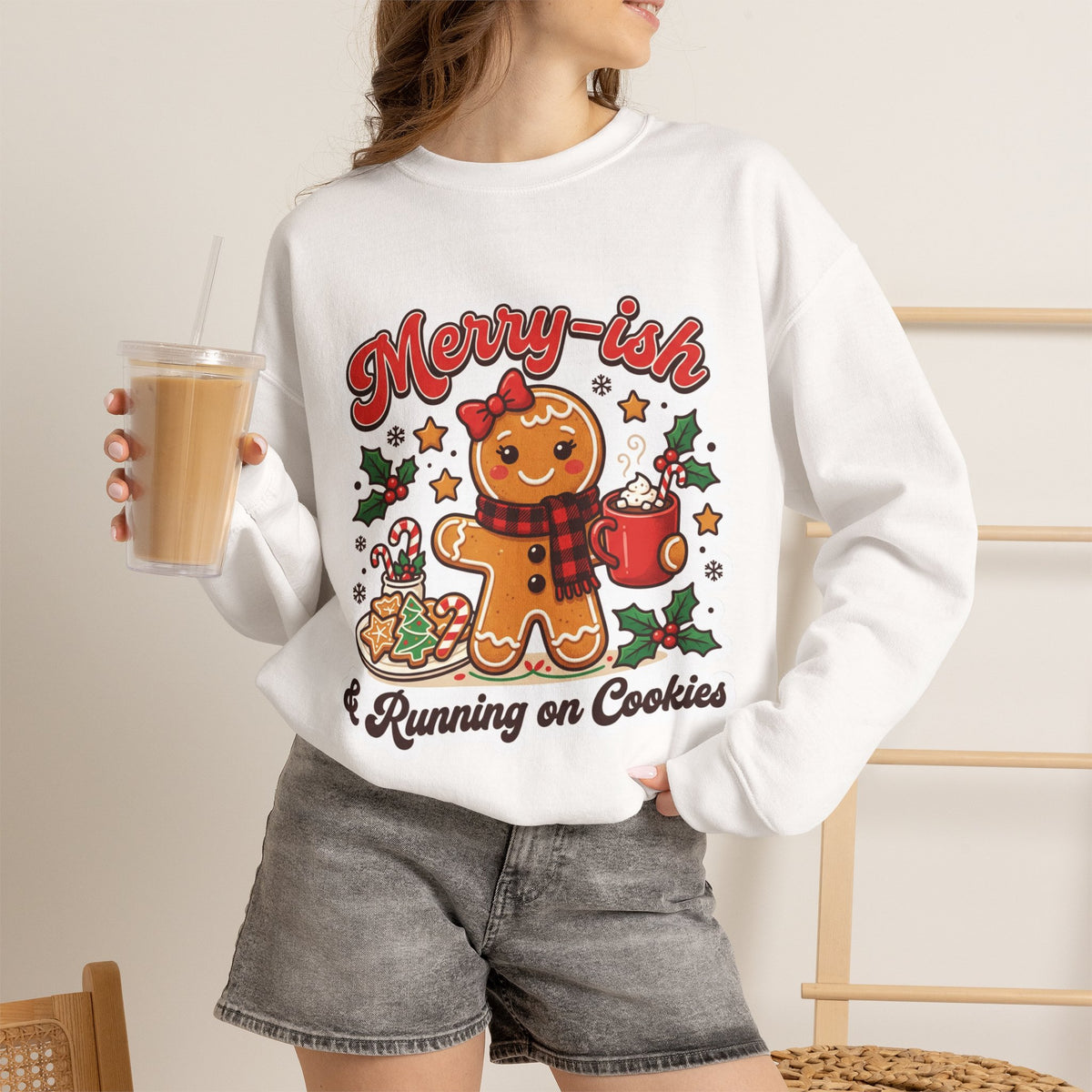 Merry-ish & Running on Cookies Christmas Crewneck Sweatshirt