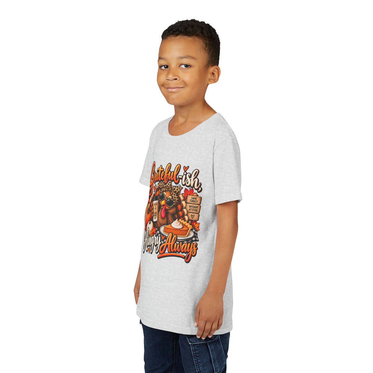 Grateful-ish, Hungry Always Kids Thanksgiving T-Shirt