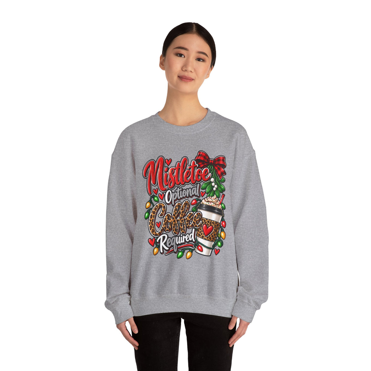 Mistletoe Optional, Coffee Required Christmas Crewneck Sweatshirt