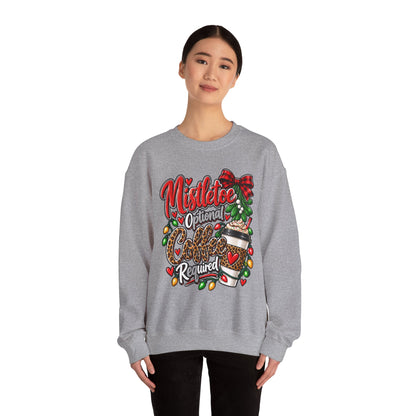 Mistletoe Optional, Coffee Required Christmas Crewneck Sweatshirt