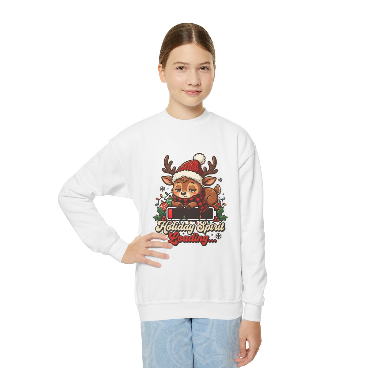 Holiday Spirit Loading Kids Christmas Sweatshirt