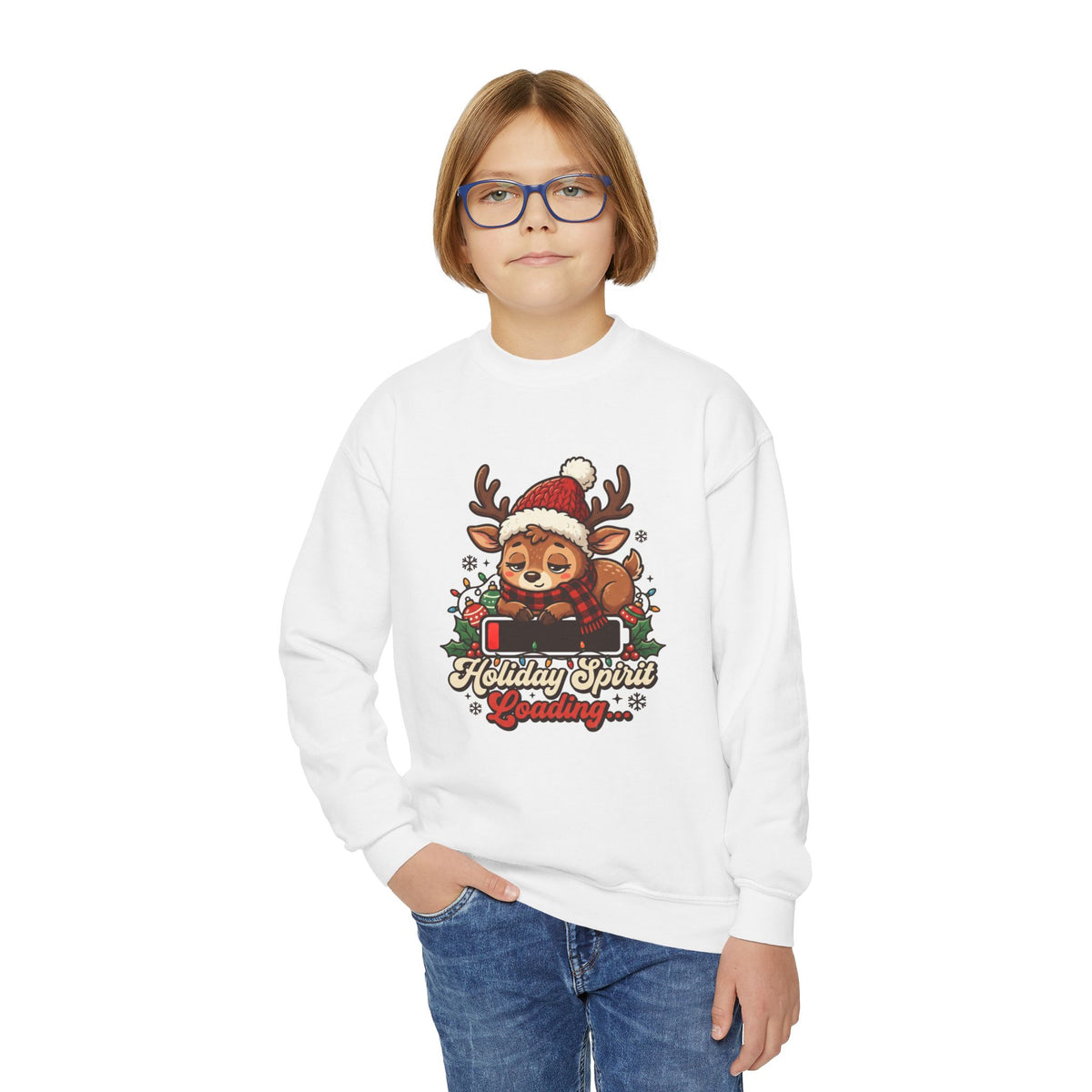 Holiday Spirit Loading Kids Christmas Sweatshirt