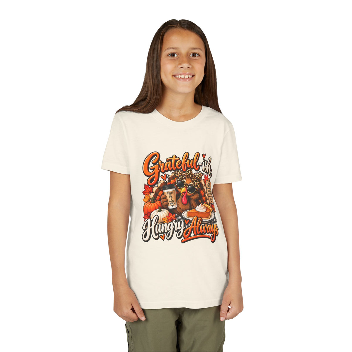 Grateful-ish, Hungry Always Kids Thanksgiving T-Shirt