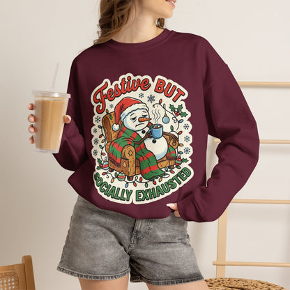 Festive but Socially Exhausted Christmas Crewneck Sweatshirt