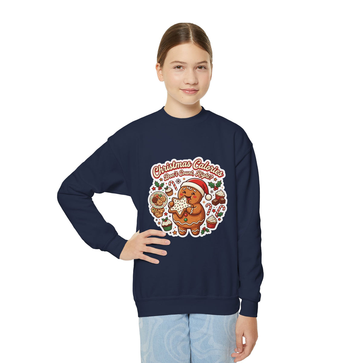 Christmas Calories Don't Count, Right? Kids Sweatshirt