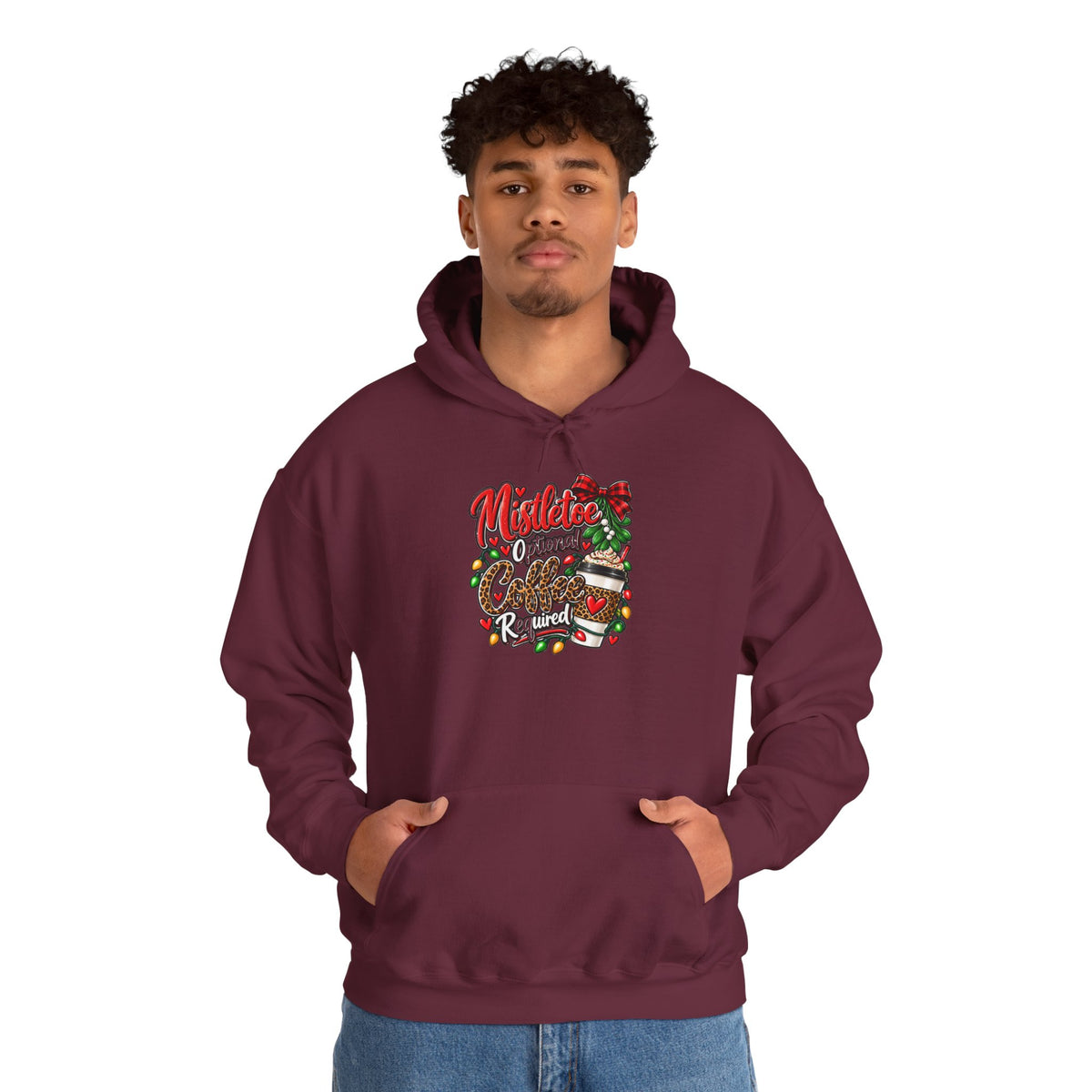 Mistletoe Optional, Coffee Required Christmas Hoodie
