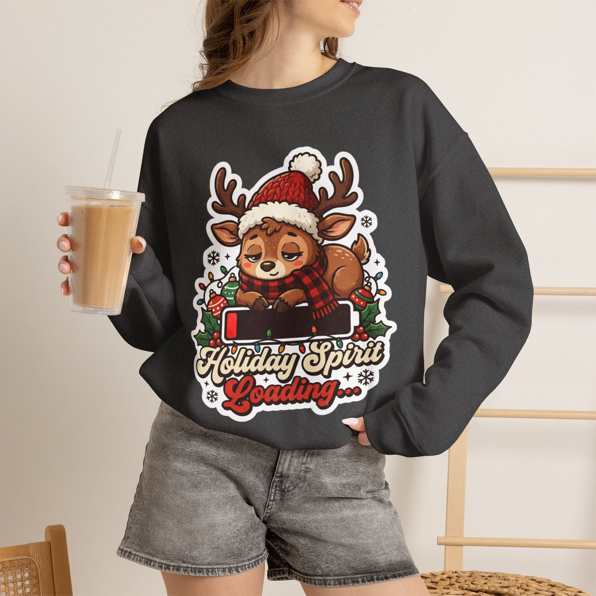 Holiday Spirit Loading Christmas Crewneck Sweatshirt