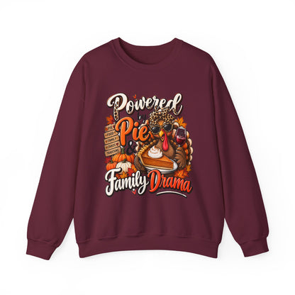 Powered by Pie & Family Drama Thanksgiving Crewneck Sweatshirt