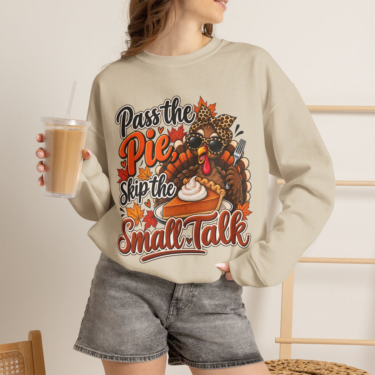 Pass the Pie, Skip the Small Talk Thanksgiving Crewneck Sweatshirt