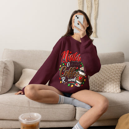 Mistletoe Optional, Coffee Required Christmas Crewneck Sweatshirt