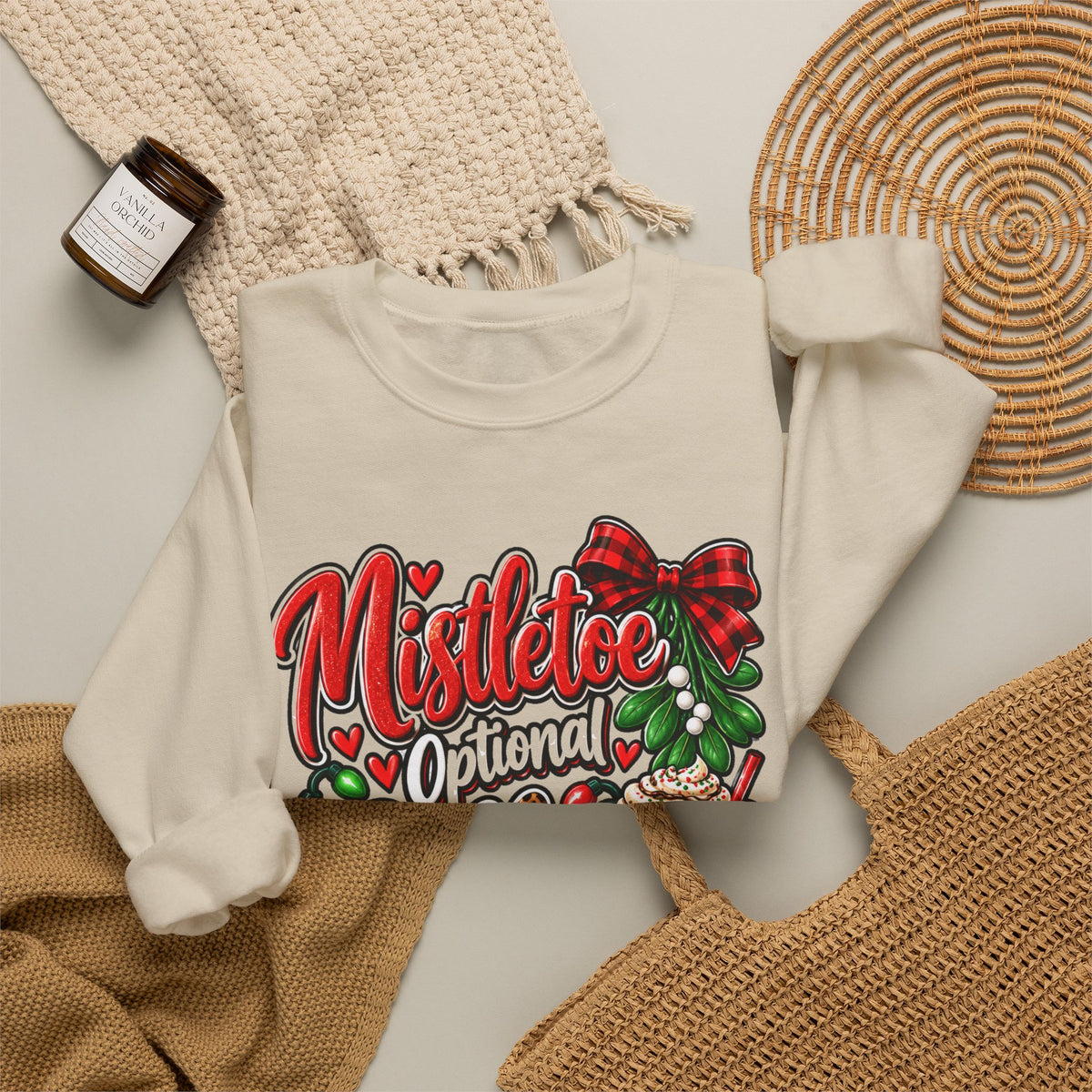 Mistletoe Optional, Coffee Required Christmas Crewneck Sweatshirt