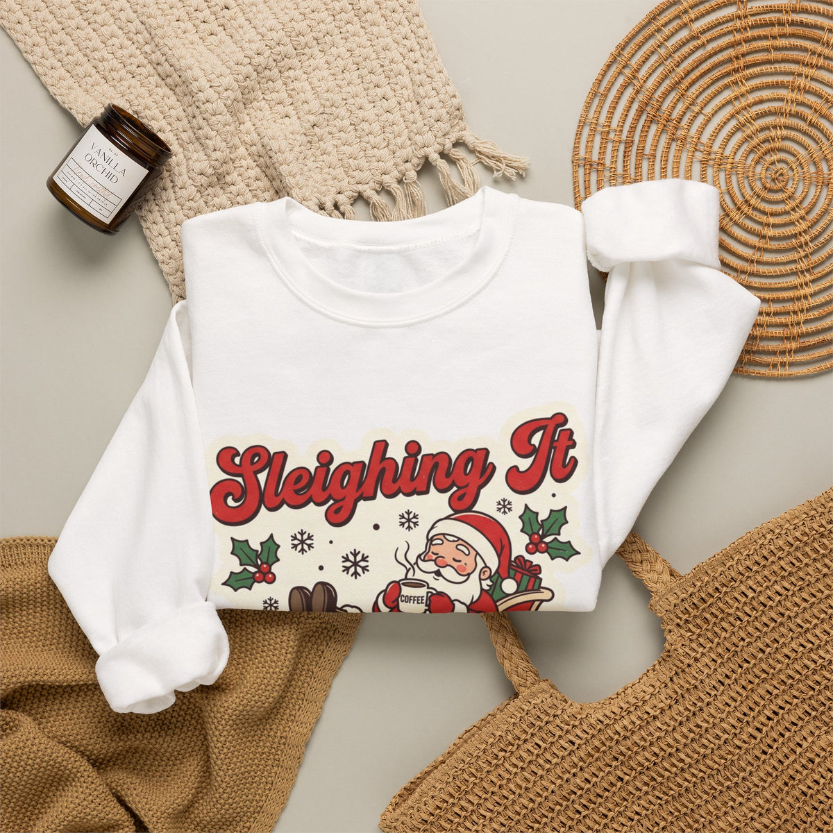 Sleighing It, Eventually Christmas Crewneck Sweatshirt