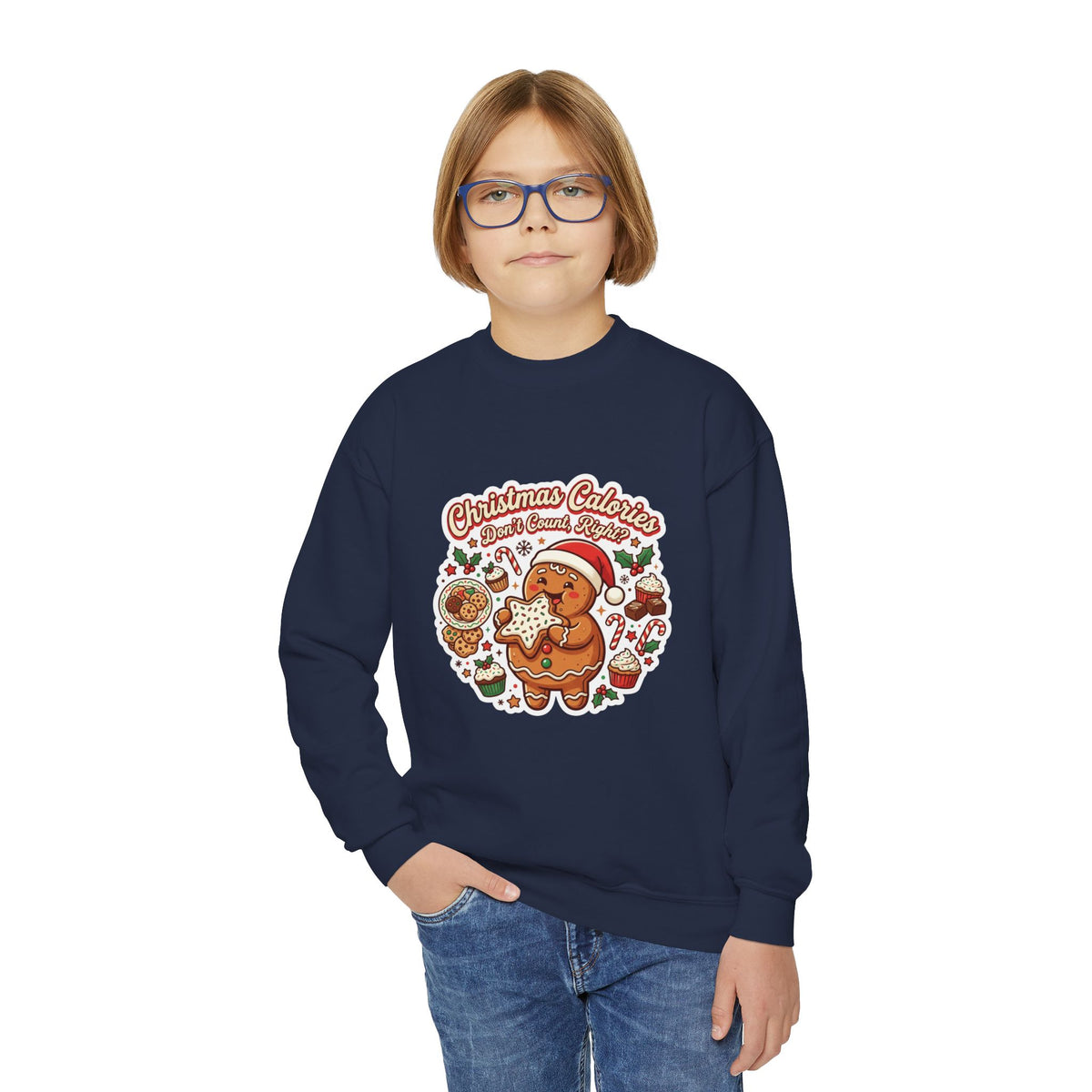 Christmas Calories Don't Count, Right? Kids Sweatshirt