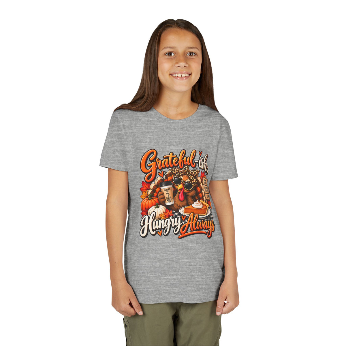 Grateful-ish, Hungry Always Kids Thanksgiving T-Shirt