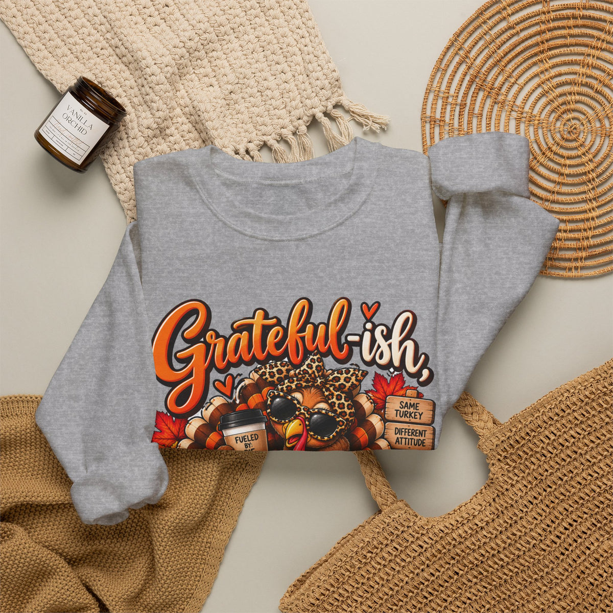 Grateful-ish, Hungry Always Thanksgiving Crewneck Sweatshirt