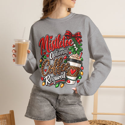 Mistletoe Optional, Coffee Required Christmas Crewneck Sweatshirt