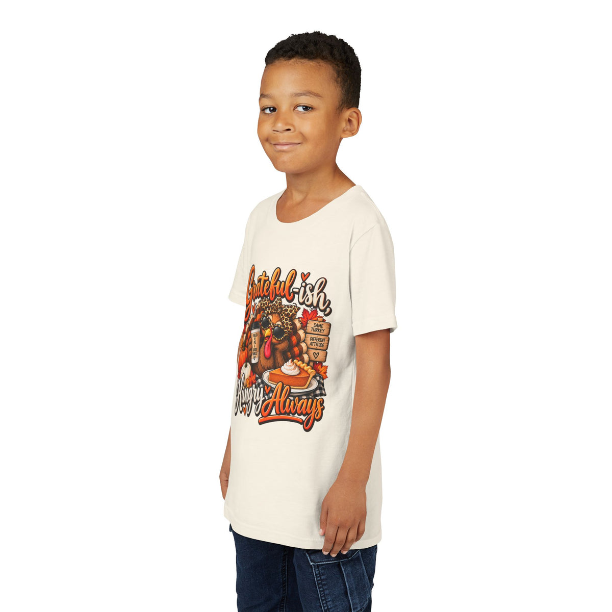 Grateful-ish, Hungry Always Kids Thanksgiving T-Shirt