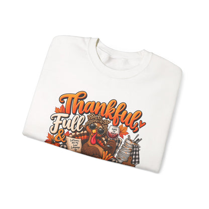 Thankful, Full & Avoiding Dishes Thanksgiving Crewneck Sweatshirt