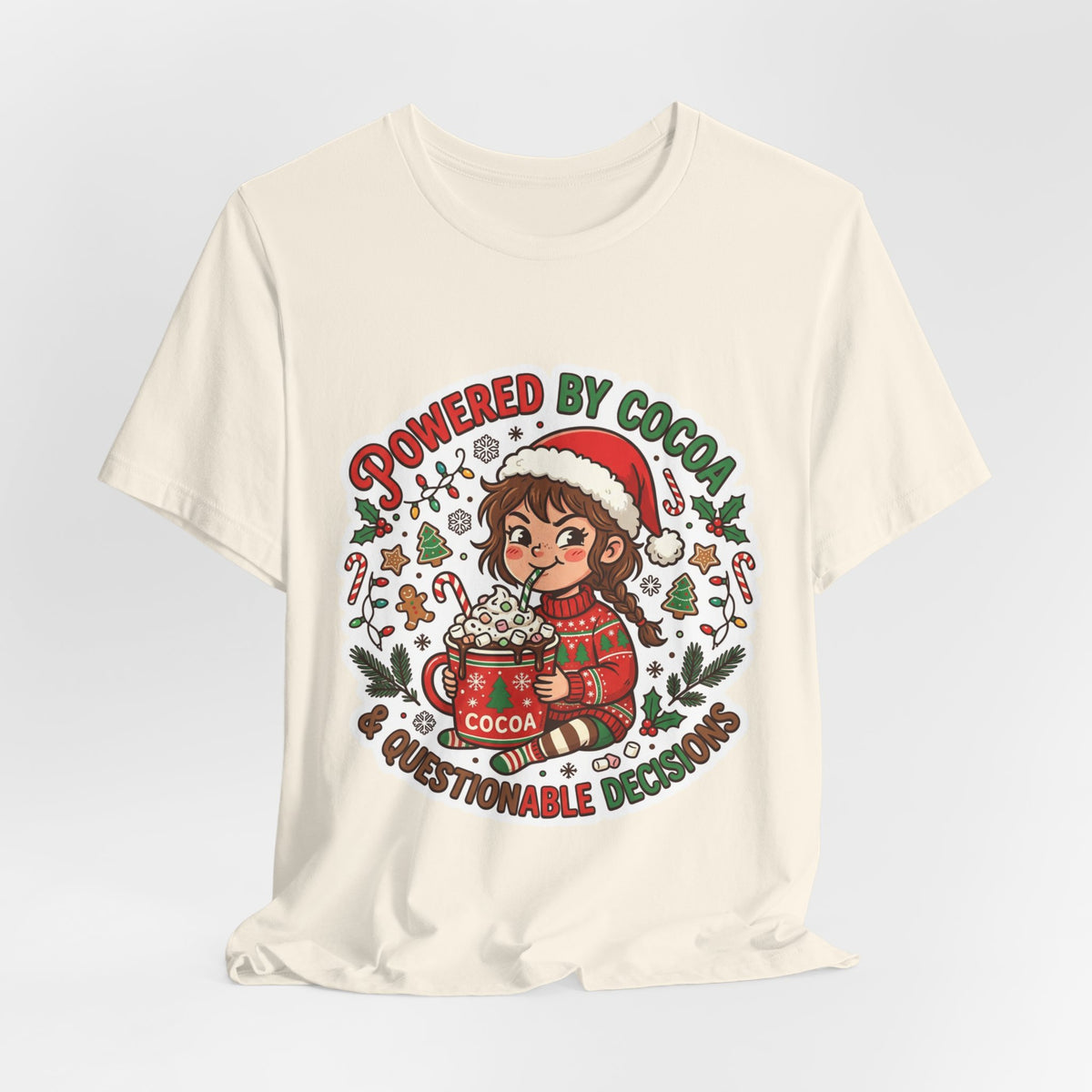 Powered by Cocoa & Questionable Decisions Christmas T-Shirt