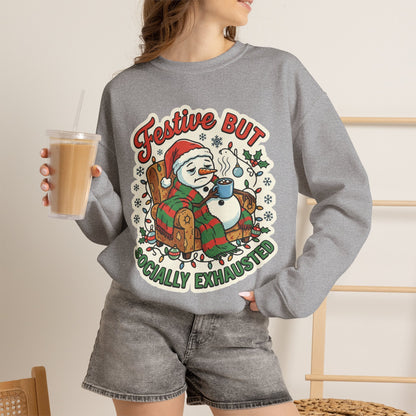 Festive but Socially Exhausted Christmas Crewneck Sweatshirt