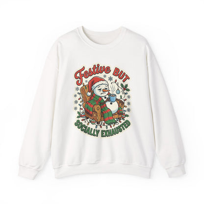 Festive but Socially Exhausted Christmas Crewneck Sweatshirt