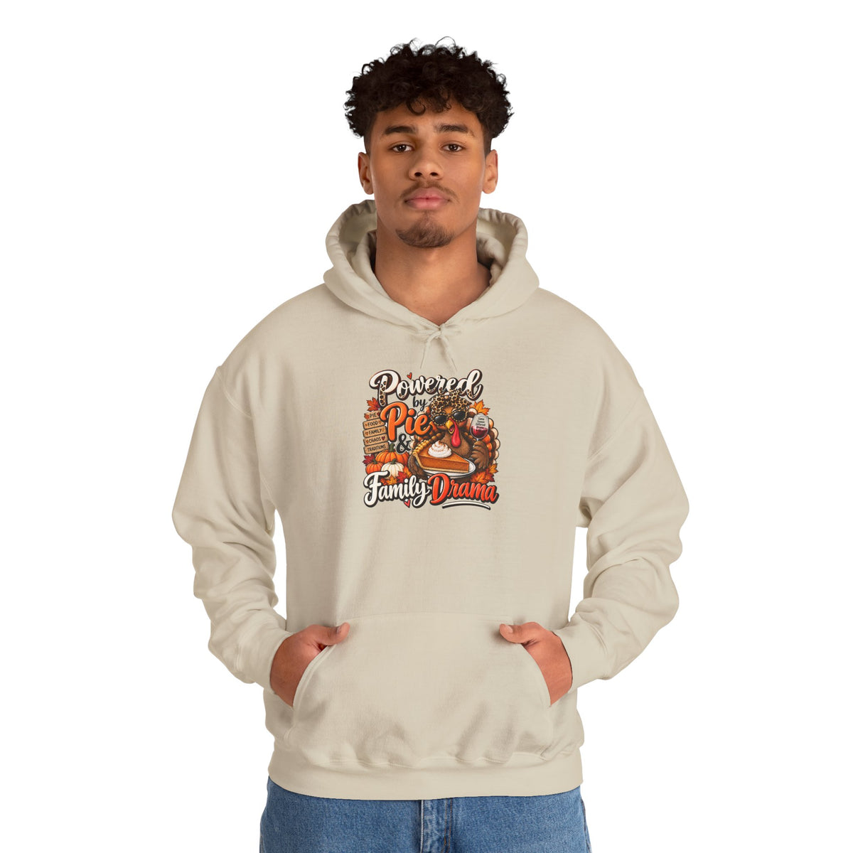 Powered by Pie & Family Drama Thanksgiving Hoodie