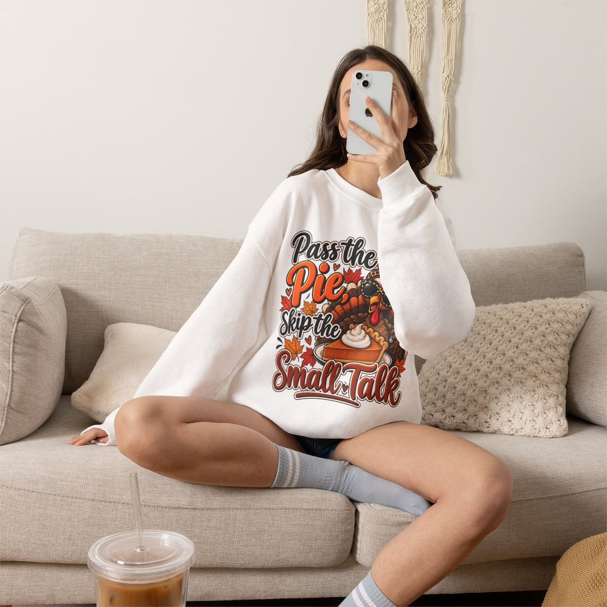 Pass the Pie, Skip the Small Talk Thanksgiving Crewneck Sweatshirt