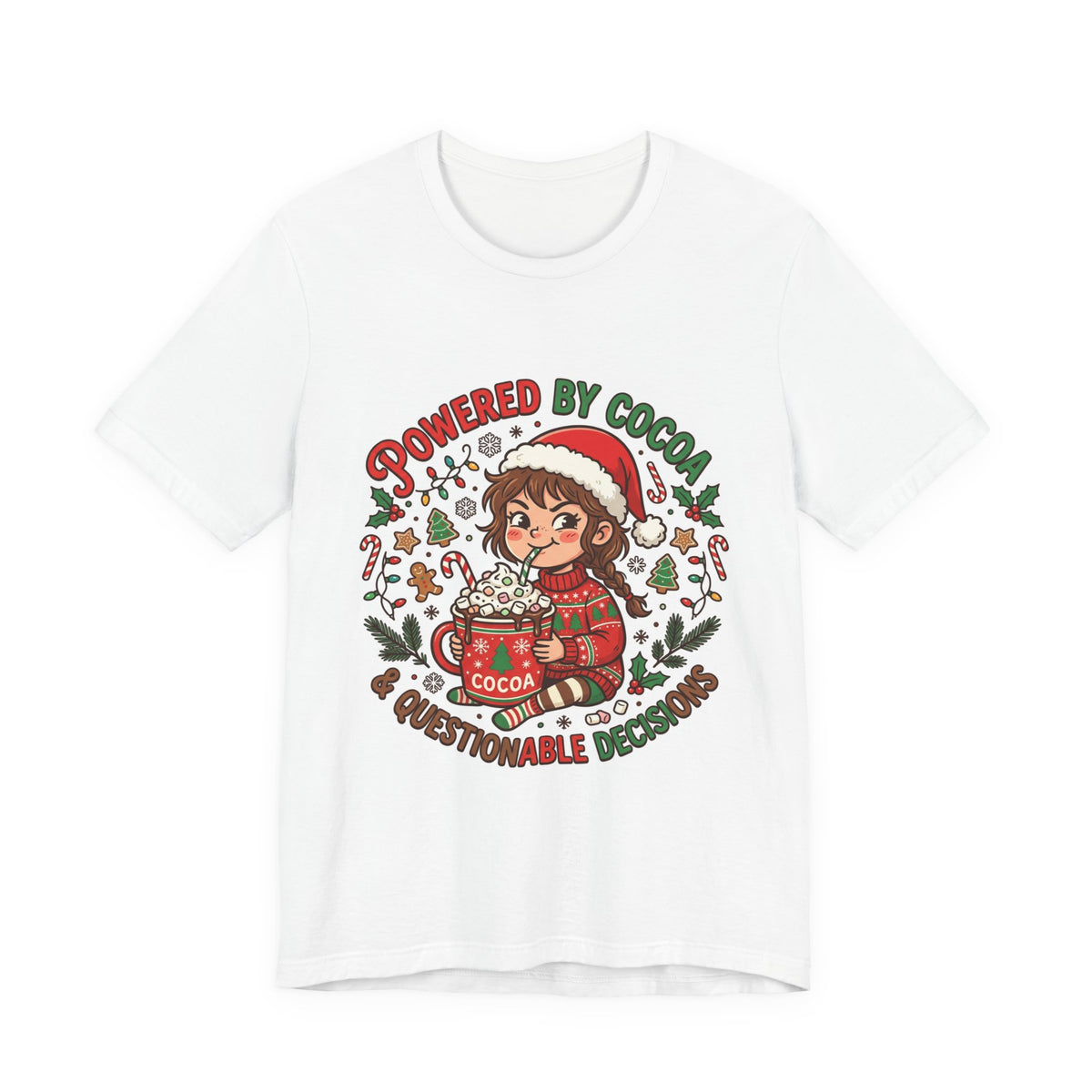 Powered by Cocoa & Questionable Decisions Christmas T-Shirt