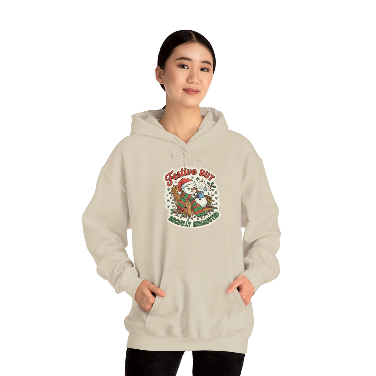 Festive but Socially Exhausted Christmas Hoodie