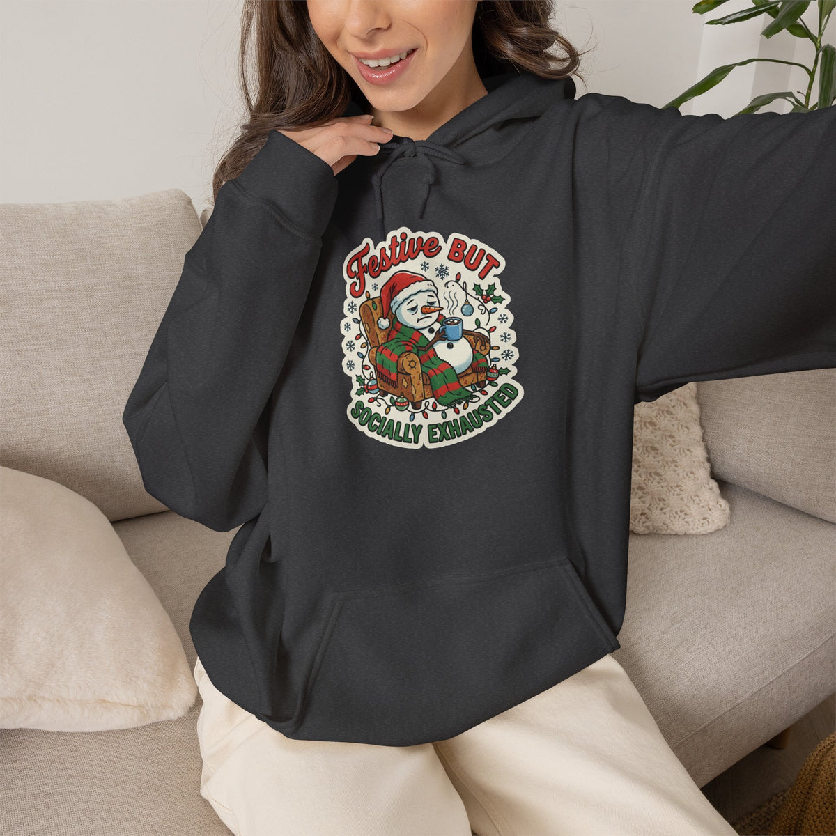 Festive but Socially Exhausted Christmas Hoodie