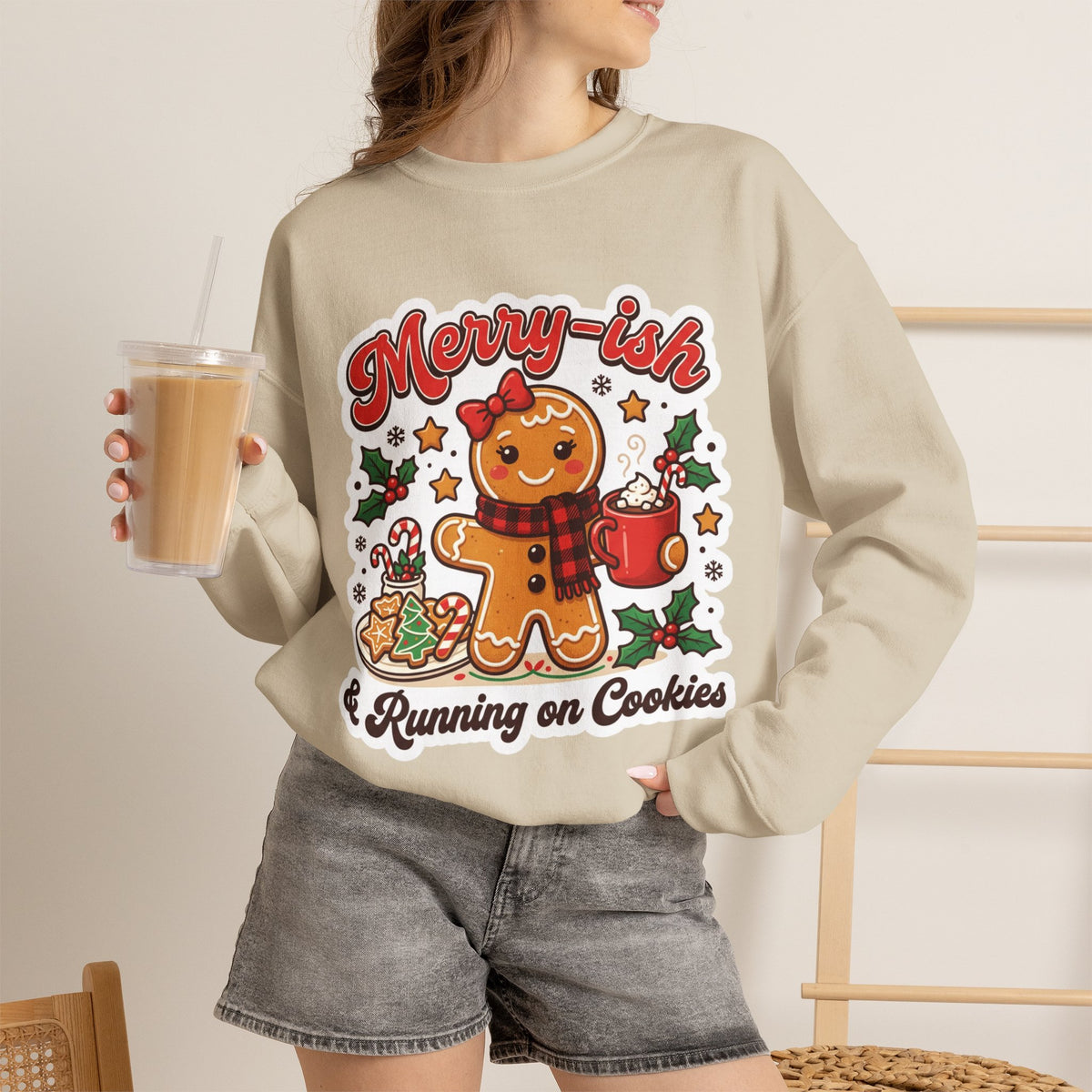 Merry-ish & Running on Cookies Christmas Crewneck Sweatshirt