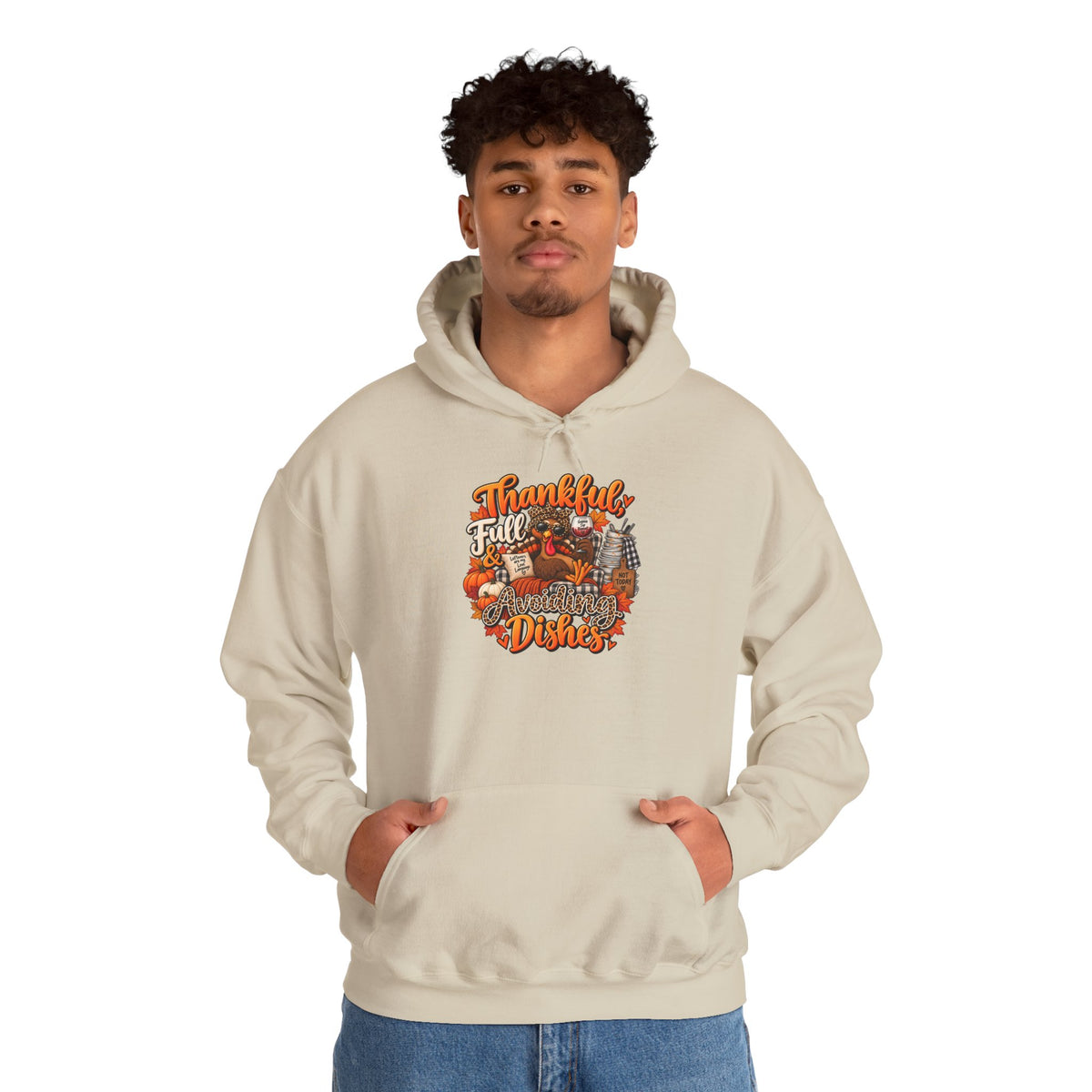 Thankful, Full & Avoiding Dishes Thanksgiving Hoodie