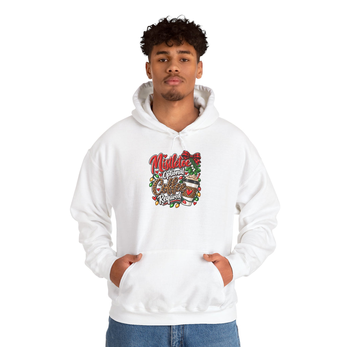 Mistletoe Optional, Coffee Required Christmas Hoodie