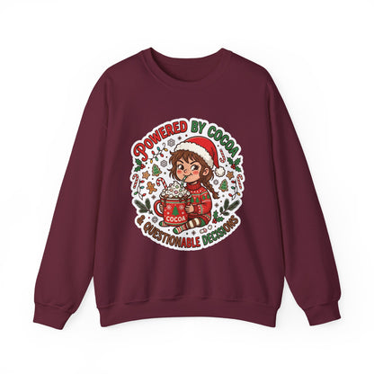 Powered by Cocoa & Questionable Decisions Christmas Crewneck Sweatshirt