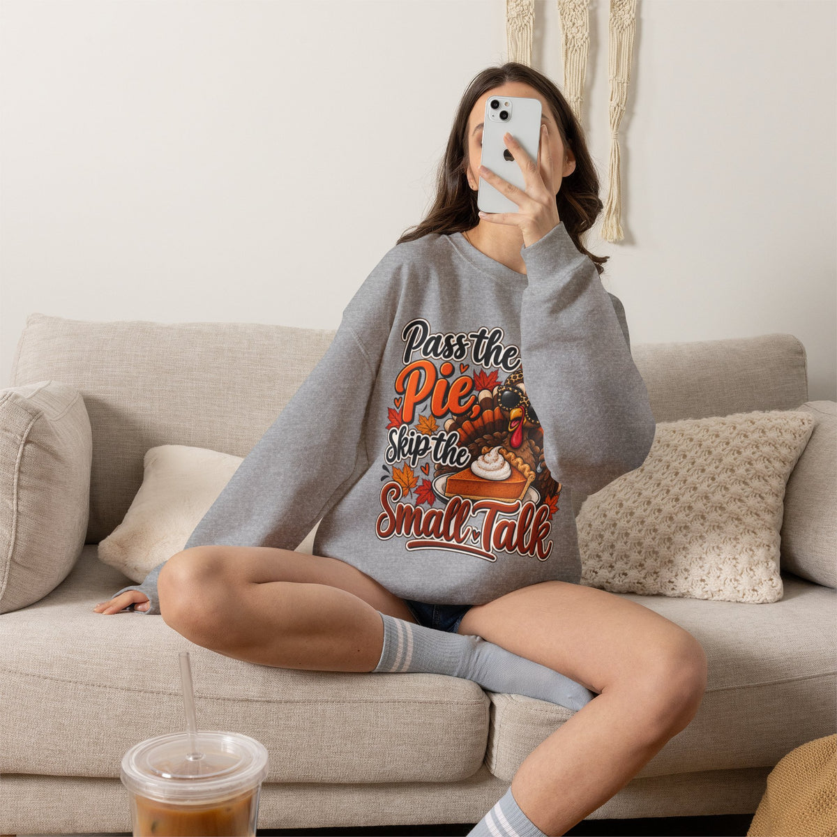 Pass the Pie, Skip the Small Talk Thanksgiving Crewneck Sweatshirt