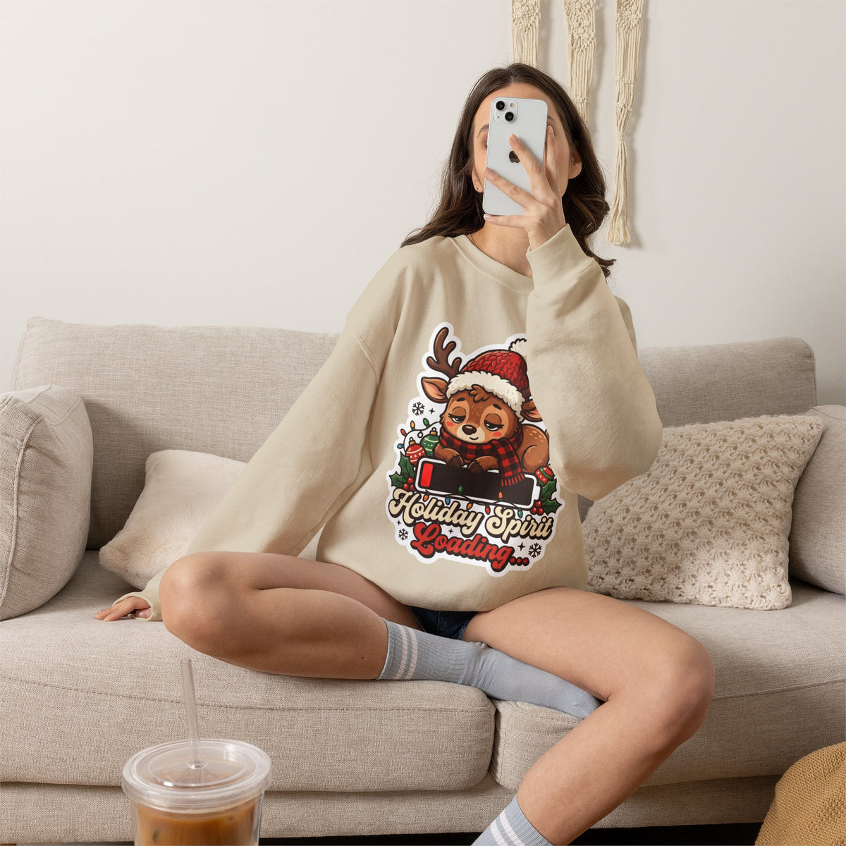 Holiday Spirit Loading Christmas Crewneck Sweatshirt