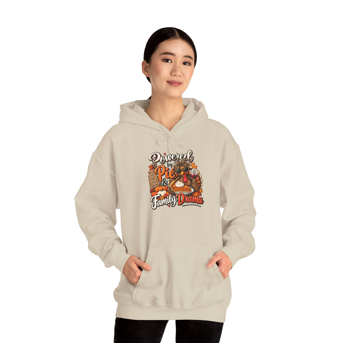 Powered by Pie & Family Drama Thanksgiving Hoodie