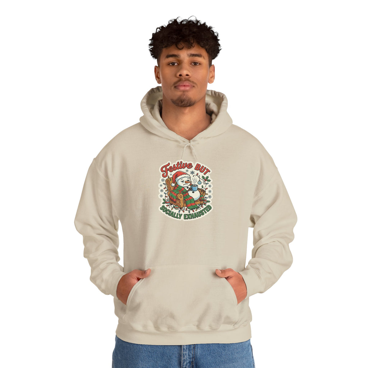 Festive but Socially Exhausted Christmas Hoodie