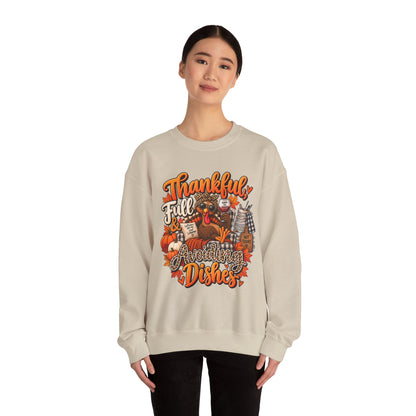 Thankful, Full & Avoiding Dishes Thanksgiving Crewneck Sweatshirt